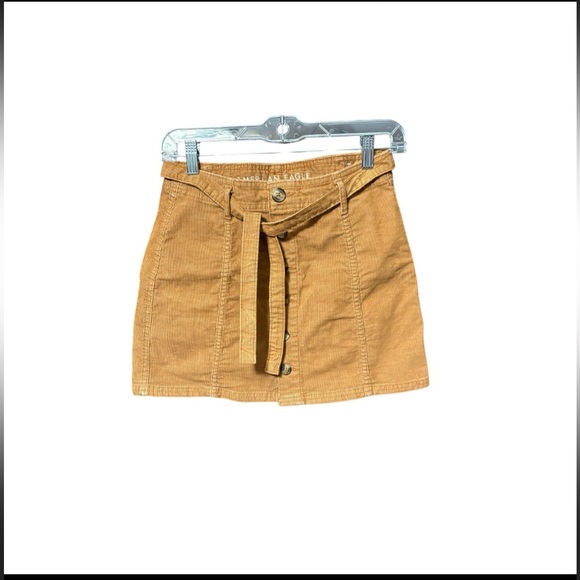 American Eagle Corduroy Button-Front Skirt Camel Brown Super Stretch - Picture 4 of 5